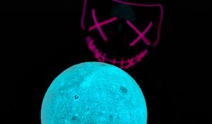 Preview wallpaper ball, glow, mask, dark, blue