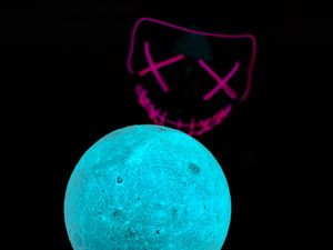 Preview wallpaper ball, glow, mask, dark, blue