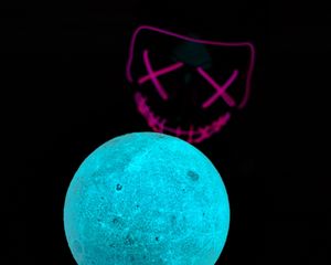 Preview wallpaper ball, glow, mask, dark, blue