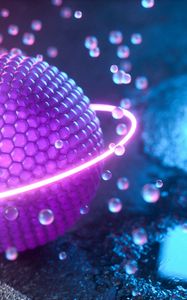 Preview wallpaper ball, glow, neon, ring, balls, 3d