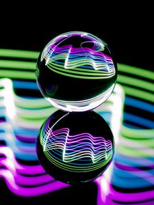 Preview wallpaper ball, glow, reflection