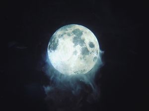 Preview wallpaper ball, glow, smoke, moon, darkness