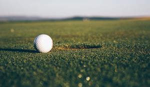 Preview wallpaper golf, ball, hole, lawn
