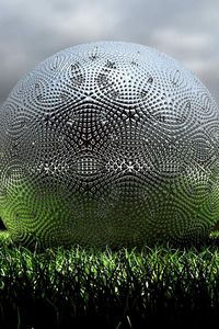 Preview wallpaper ball, grass, silver, ornaments