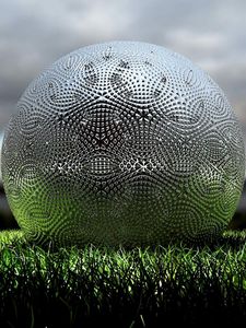 Preview wallpaper ball, grass, silver, ornaments