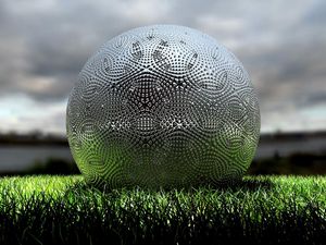 Preview wallpaper ball, grass, silver, ornaments