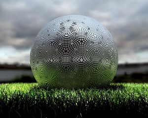 Preview wallpaper ball, grass, silver, ornaments