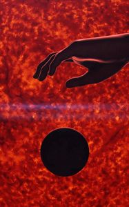 Preview wallpaper ball, hand, sun, surface, fiery, art