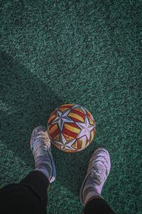 Preview wallpaper ball, legs, football, lawn