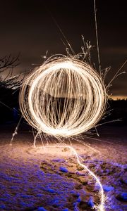 Preview wallpaper ball, light, lines, long exposure, dark