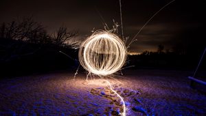 Preview wallpaper ball, light, lines, long exposure, dark