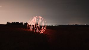 Preview wallpaper ball, lines, light, long exposure, movement, night