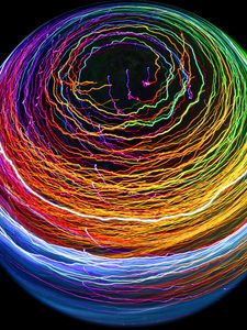 Preview wallpaper ball, lines, light, freezelight, long exposure, abstraction