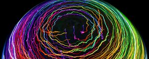 Preview wallpaper ball, lines, light, freezelight, long exposure, abstraction