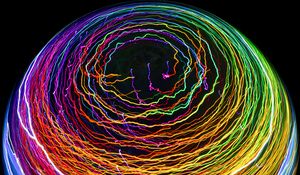 Preview wallpaper ball, lines, light, freezelight, long exposure, abstraction