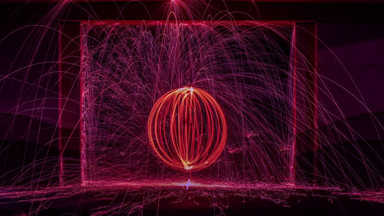 Wallpaper ball, long exposure, circle, lines, brilliance, sparks