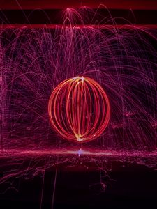 Preview wallpaper ball, long exposure, circle, lines, brilliance, sparks