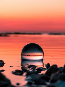 Preview wallpaper ball, macro, sunset, horizon