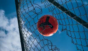 Preview wallpaper ball, mesh, gate, football, sport