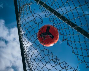 Preview wallpaper ball, mesh, gate, football, sport