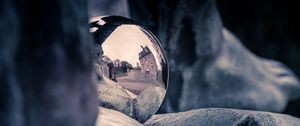 Preview wallpaper ball, metal, reflection, stones