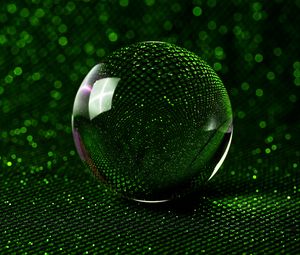 Preview wallpaper ball, mirror, green, sparkles, bokeh, reflection