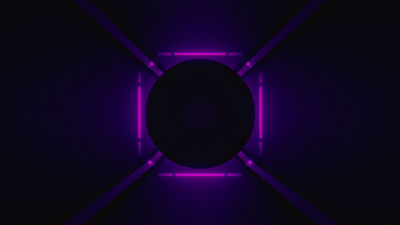Wallpaper ball, neon, backlight, purple, dark