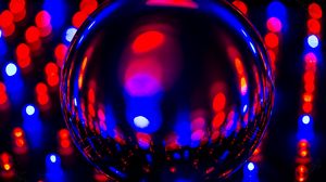 Preview wallpaper ball, neon, glare, reflection