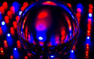 Preview wallpaper ball, neon, glare, reflection