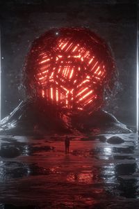 Preview wallpaper ball, neon, glow, darkness, silhouette