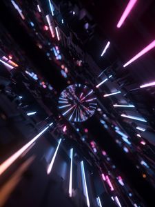Preview wallpaper ball, neon, glow, reflection, dark