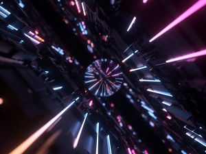 Preview wallpaper ball, neon, glow, reflection, dark