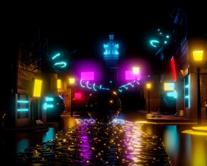 Preview wallpaper ball, neon, space, shine, multicolored