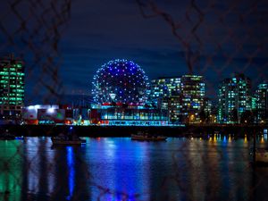 Preview wallpaper ball, night, fence