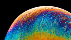 Preview wallpaper ball, planet, colorful, paint, spots, dark