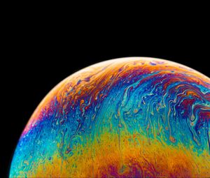 Preview wallpaper ball, planet, colorful, paint, spots, dark