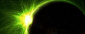 Preview wallpaper ball, planet, shroud, glow, green