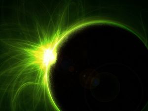 Preview wallpaper ball, planet, shroud, glow, green