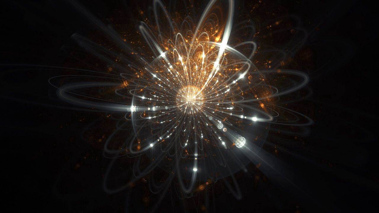 Wallpaper ball, rays, light, fractal, smoke