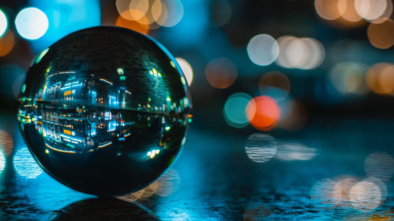 Wallpaper ball, reflection, glare, glass