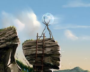 Preview wallpaper ball, rocks, clone, art