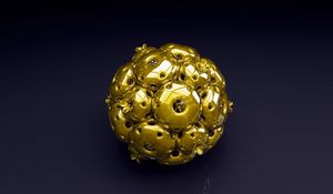 Preview wallpaper ball, shape, gold, metallic blue