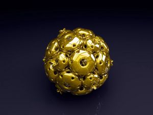 Preview wallpaper ball, shape, gold, metallic blue