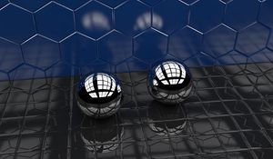 Preview wallpaper ball, shapes, metal, reflection, volume, glare, 3d