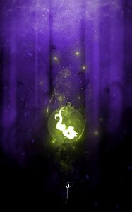 Preview wallpaper ball, silhouette, magic, glow, art