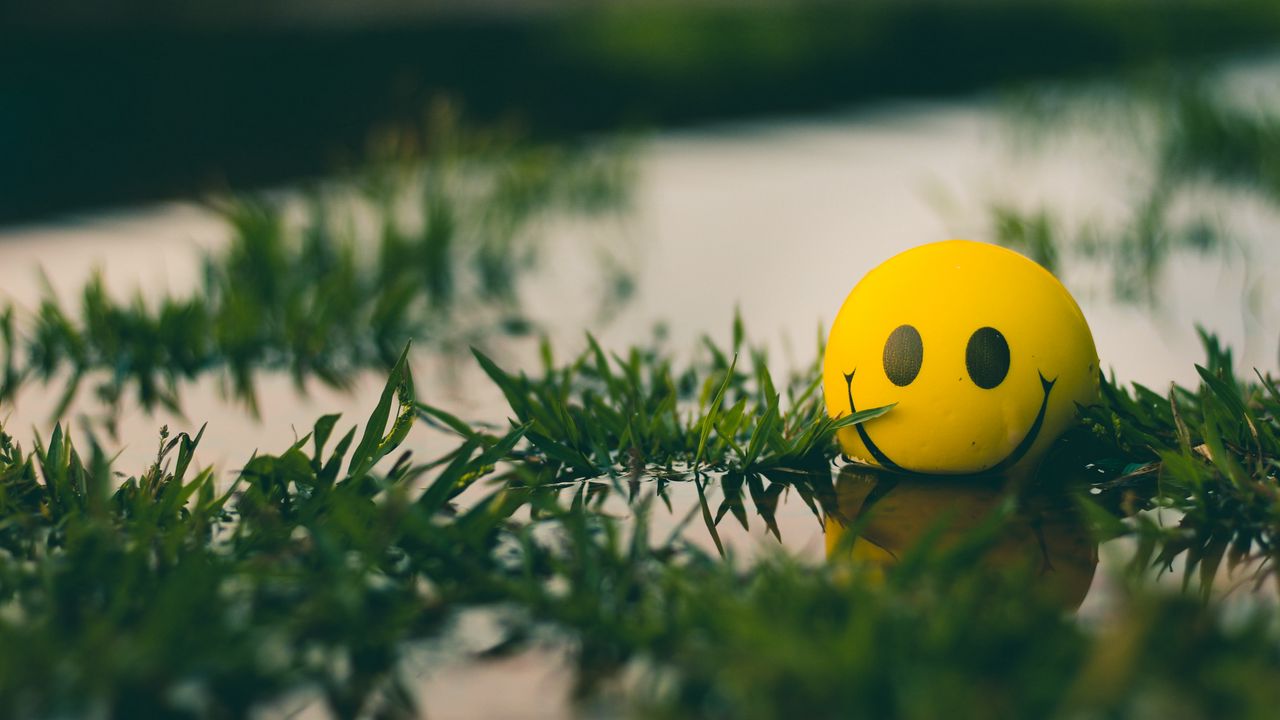 Wallpaper ball, smile, smiley, grass, water