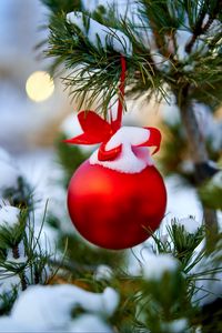 Preview wallpaper ball, snow, decoration, tree, christmas, new year