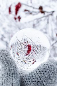 Preview wallpaper ball, snow, mittens, white, winter