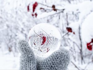 Preview wallpaper ball, snow, mittens, white, winter