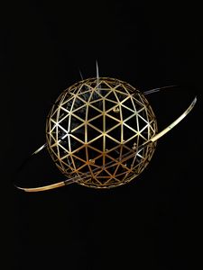 Preview wallpaper ball, sphere, ring, metallic, 3d